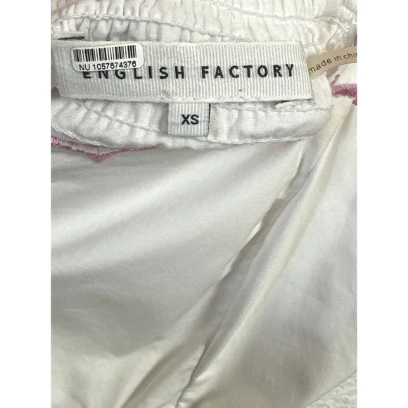 English Factory White Scalloped Tiered Midi Dress Multi Color Trim Whimsical XS - Picture 7 of 9